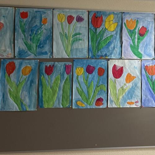 Wassrefarbenzeichnung Tulpen