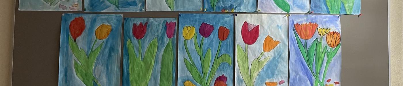Wassrefarbenzeichnung Tulpen